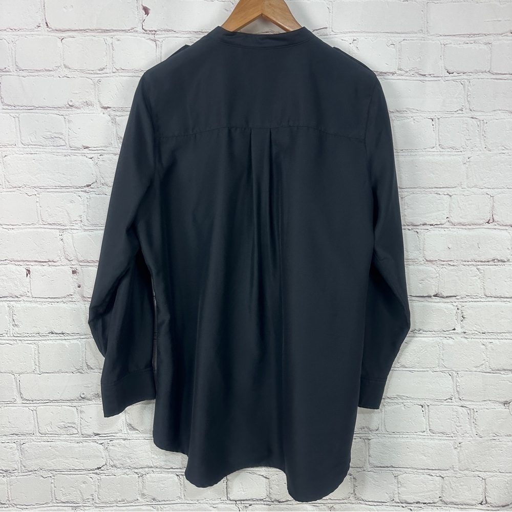 Soft Surroundings black tunic shirt blouse size large long length gold zipper - Picture 9 of 14
